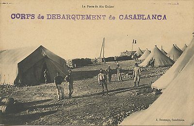 Postcard morocco postcard the post of Ain guicer + stamp casablanca