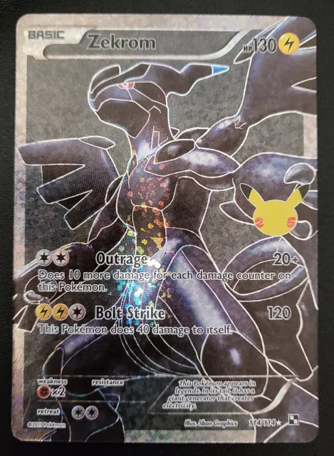 CARTA POKEMON ZEKROM FULL ART 114/114 BIANCO E NERO ITA BUONA