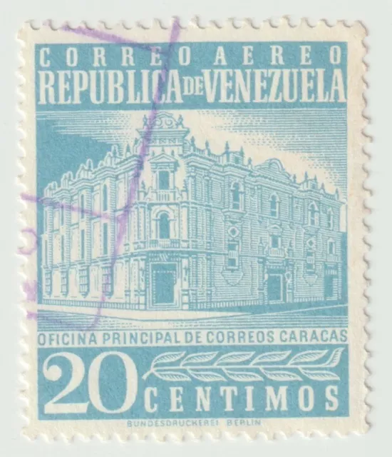 1958 Venezuela - Airmail - Caracas Central Post Office - 20 C Stamp