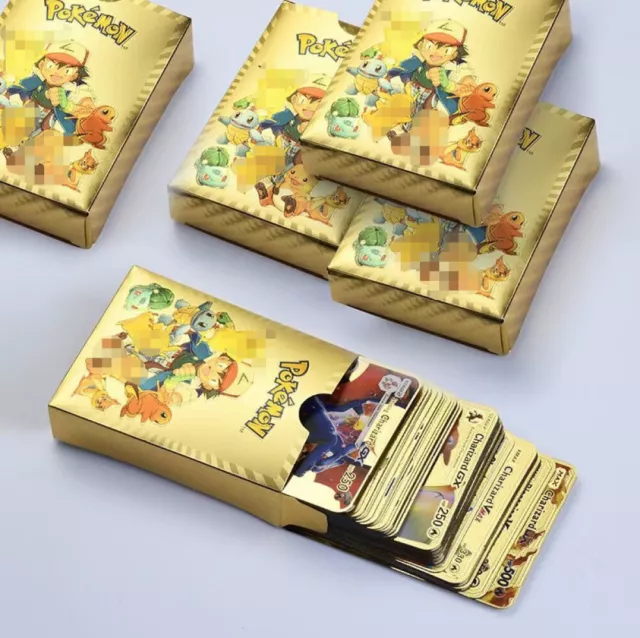 55 Stk für Pokemon Karten Sammlung Bundle Metall Gold Mint Vmax GX Mega Deutsch 2