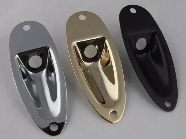 STRATOCASTER JACK PLATE for STRAT Style Guitars - Chrome, Black or Gold