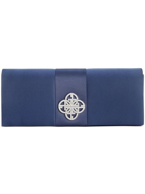 Giani Bernini Women's Blue Embellished Satin Chain Strap Clutch Handbag Purse