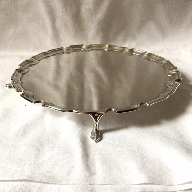 1932 Goldsmiths & Silversmiths Four Leg Solid Silver Card, Drinks Tray 20cm 426g