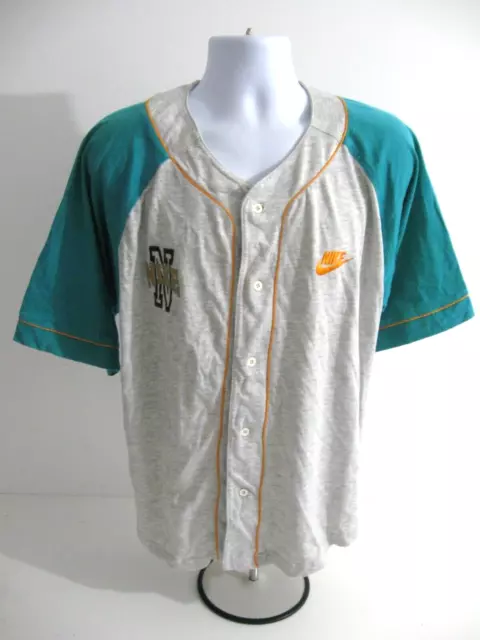 Vintage Nike Air 80S 90S Cotton Baseball Shirt Jersey Grey Size Large Mens