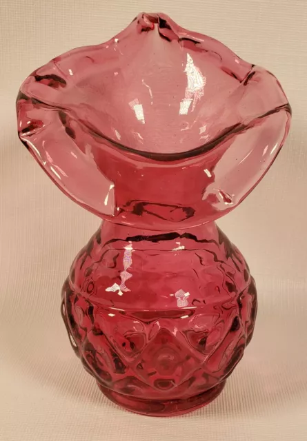 Rossi Cranberry Red Art Glass Jack in the Pulpit Vase Hand Blown 6"H  TR