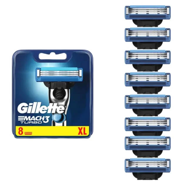Gillette Mach3 Turbo Rasierklingen - 8er Pack in OVP für Herrenrasierer Turbo 3D