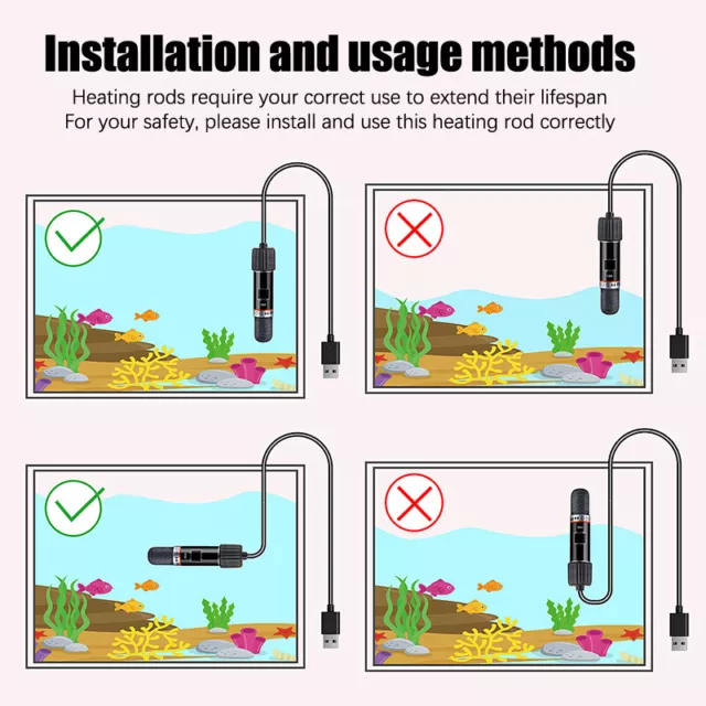 USB Mini Aquarium Heating Rod For Small Fish Tank 26°C Constant Temperature 2