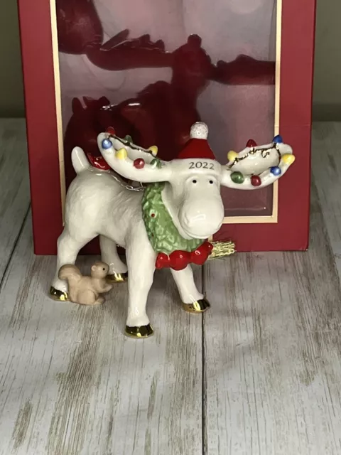 Lenox MARCEL THE MOOSE Ornament 2022 Annual Christmas Tree Wreath Figure NEW
