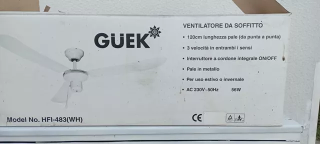 Ventilatore da soffitto bianco Guek 3 velocità 