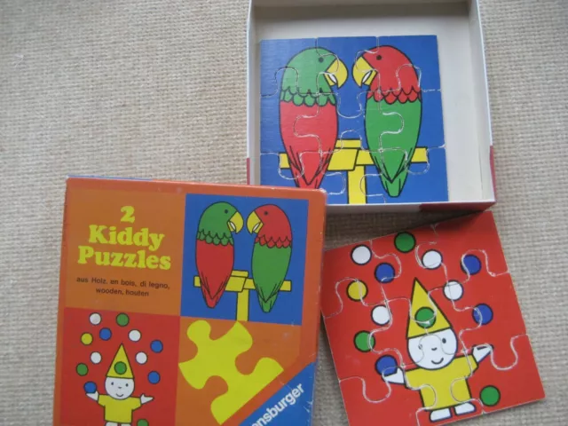 Ravensburger Kiddy Puzzles Holz vintage  70er Jahre 2 x 9 Teile,