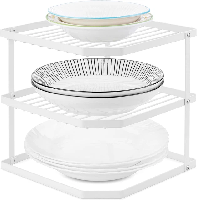 Scaffale Angolare Bianco A 3 Ripiani – 18,5x47x18 Cm, In PVC, Per Bagno, Camera E Piccoli Spazi