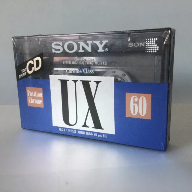 SONY UX 60 Type II Chrome Position Blank Cassette Tape Made in Italy 1992 - NEW