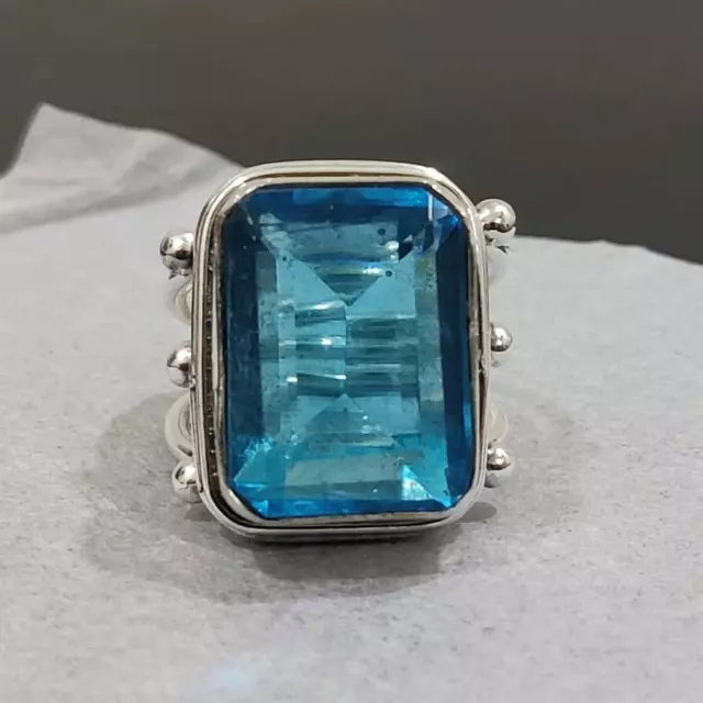 London Blue Topaz Gemstone 925 Sterling Silver Ring Statement Jewelry Gift S-510