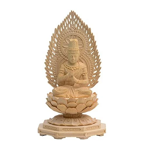 Fanlou Art Sculpture Dainichi Nyorai Buddha Statue Shingon Sect Cypress Wood