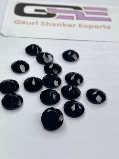 Onyx Noir à Facettes Rond Coupe 5x5 MM Pour 10x10 MM Desseré Pierre Précieuse Dg