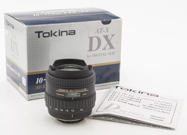 Lens Wide Angle Tokina Fisheye at-X 10-17mm 10-17 Dx 3.5-4.5 - Nikon - Boxed