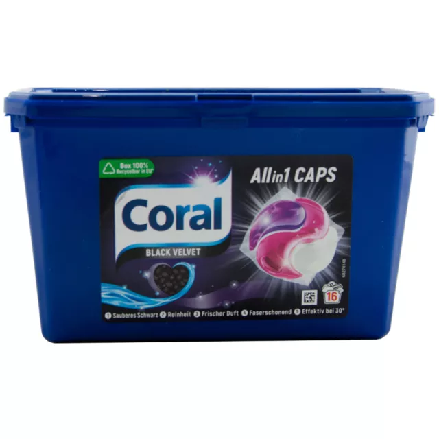 Coral All IN 1 Caps Black Velvet 1 X 16-piece -frischer Scent - From 30°
