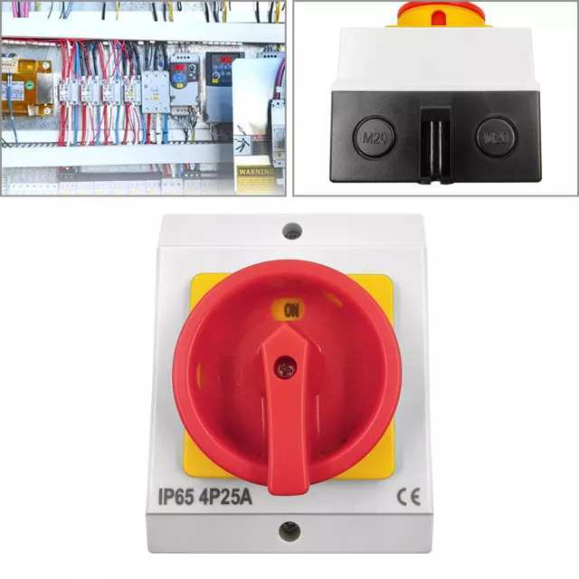 25A Rotary Isolator Switch 25amp 4 Pole AC 0-440V IP65 Waterproof In/Outdoor New