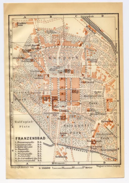 1911 ANTIQUE CITY Map Of Franzensbad / Frantiskovy Lazne / Czech ...