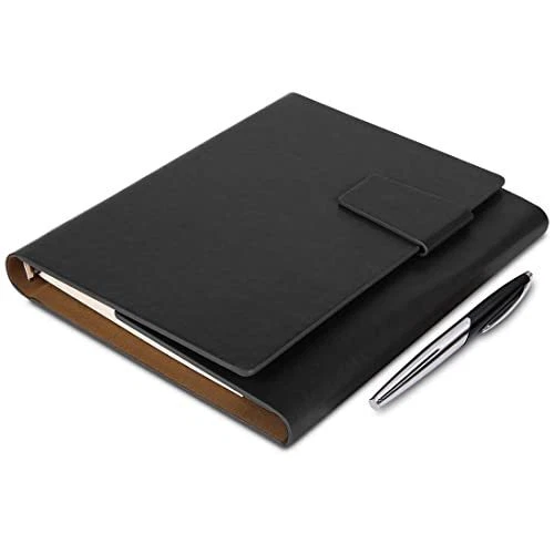 PG COUTURE Black Diary Planner UNDATED - Business Faux Leather Organizer for Men