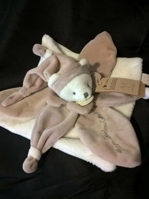 Doudou et Compagnie doudou collector ours plat gris blanc petale DC2922 neuf
