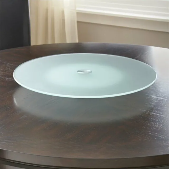 NEW Steve Silver Avenue Clearfrost Glass Turntable Lazy Susan 22" Diameter