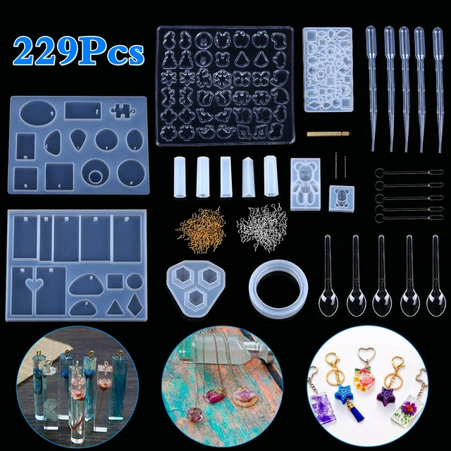 229 Stück Epoxidharz Formen Set Silikonform Resin Schmuck Gießharz Anhänger DIY