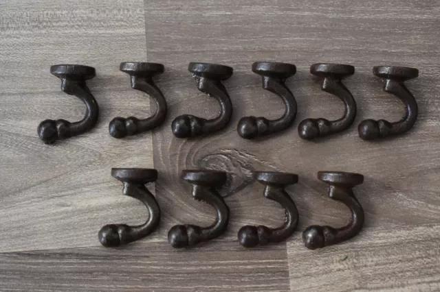 Vintage salvage cast iron coat bath robe hanger library school acorn hook 10 pcs