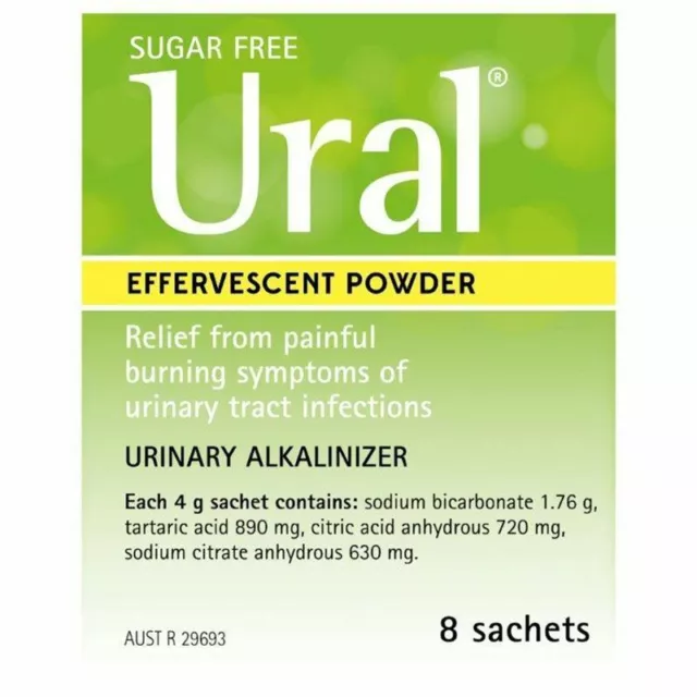 Ural Effervescent Powder 4G 8 Sachets Urinary Alkalinizer Tract Infection