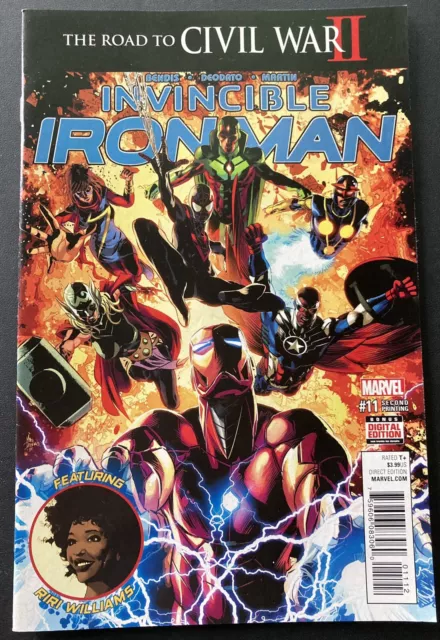 Invincible Iron Man #11 NM HTF 2nd Print 2016 1st FULL Riri Williams Marvel