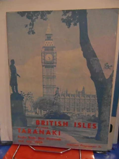 1966 Taranaki   V British Lions   Programme