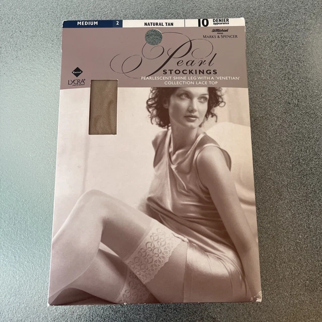 Calze perla vintage St Michael M&S marrone naturale 10 denari aspetto medio