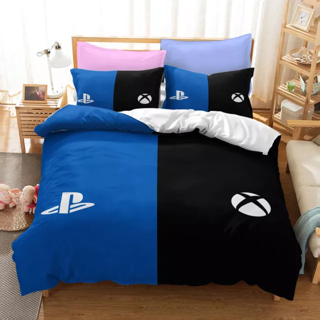 Game PlayStation 3D Bedding Set 2/3PCS Duvet Cover Pillowcase 4 Size Single &1