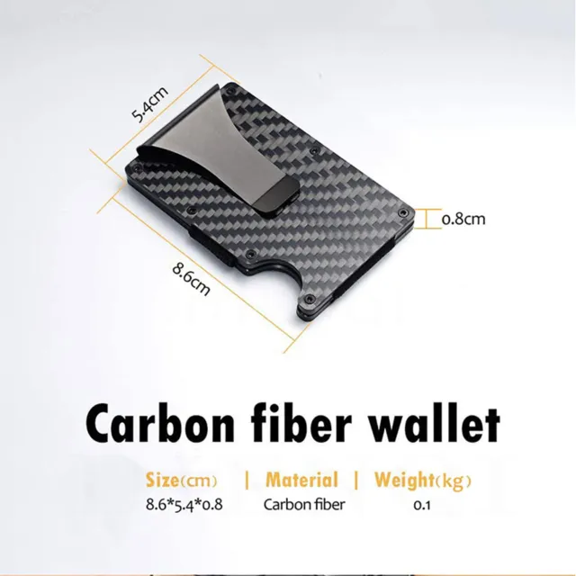 Mens Carbon Fiber RFID Blocking Clip Wallet Money Slim Credit Card Holder Metal 3