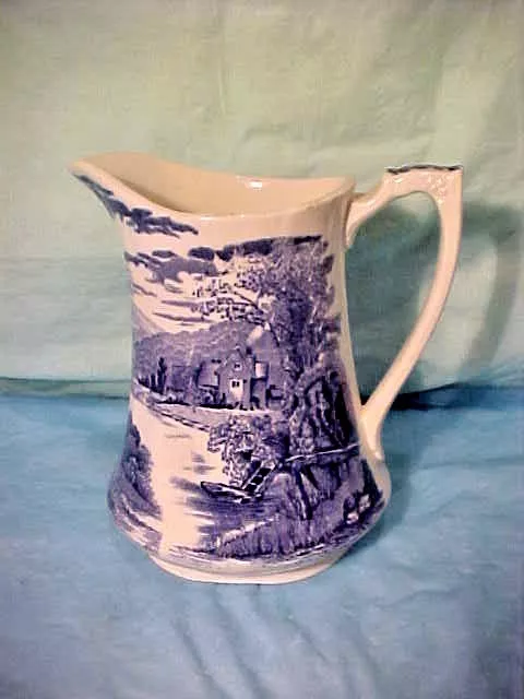 Vintage ALFRED MEAKIN ENGLAND 6" TALL Tintern Pitcher Lovely Blue & White #36