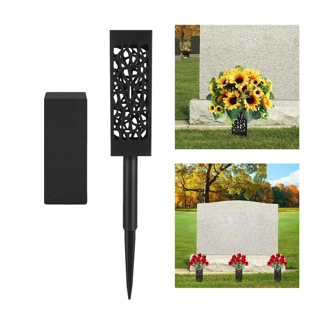 Cemetery Grave Flower Vase with Long Stake for Gravestone Memorial Gift Lawn