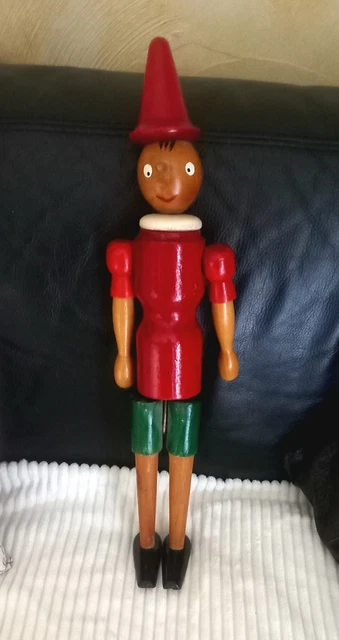 Tirelire Vintage Pinocchio En Bois – Nez Cassé – état D’usage