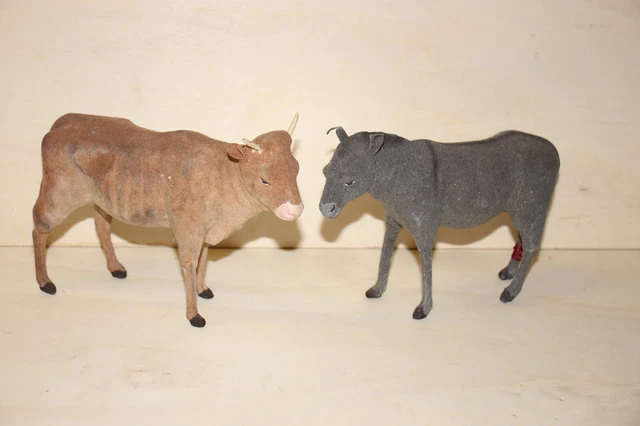 Ancien Santon De Crèche Devineau - Âne Et Bœuf - Taille 4 - Occasion