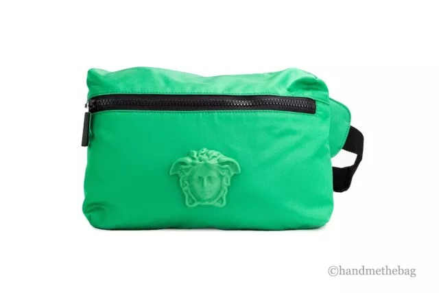 Versace Small Bright Green Nylon Matte Medusa Belt Bag Waist Fanny Pack Purse