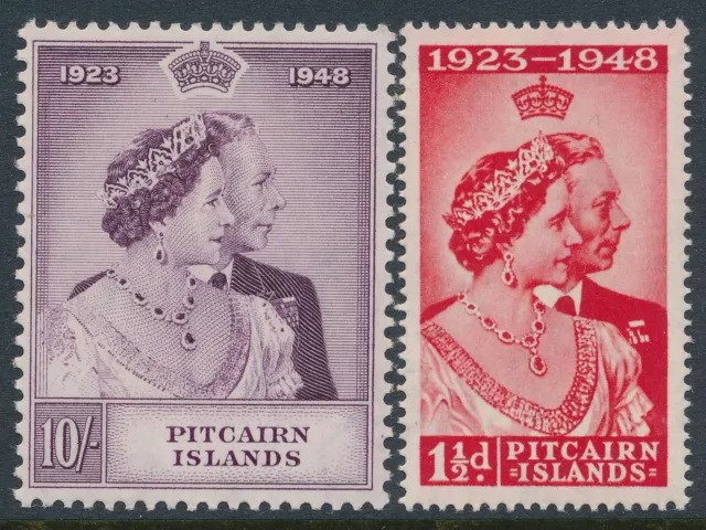 1948 Pitcairn Island Royal Silver Wedding Mint Lightly Hinged Mlh Sg11 Sg12