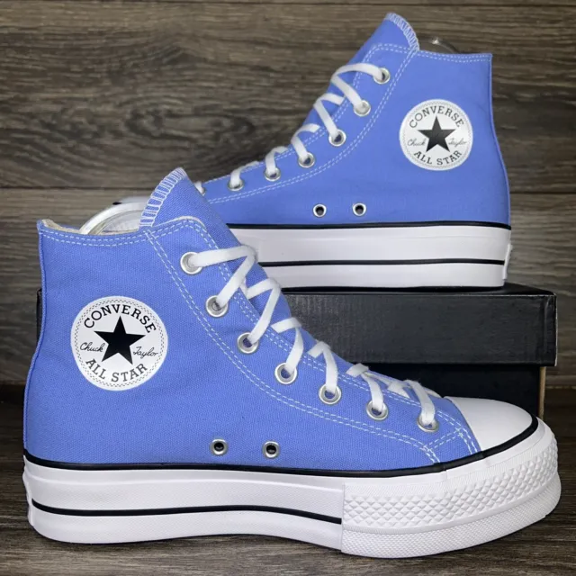 Converse Womens Chuck Taylor All Star Lift Blue Platform Sneakers Shoes Trainers