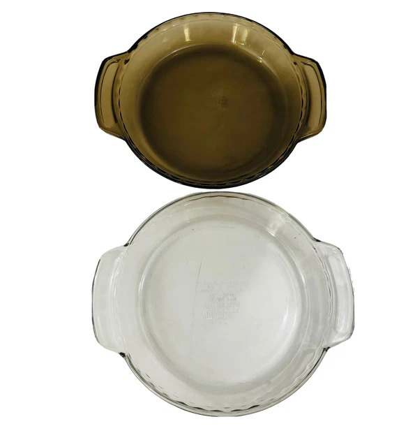Anchor Ovenware 1 QT Glass 9”in D. Deep Dish Pie Plate Baking Dish Lot of 2
