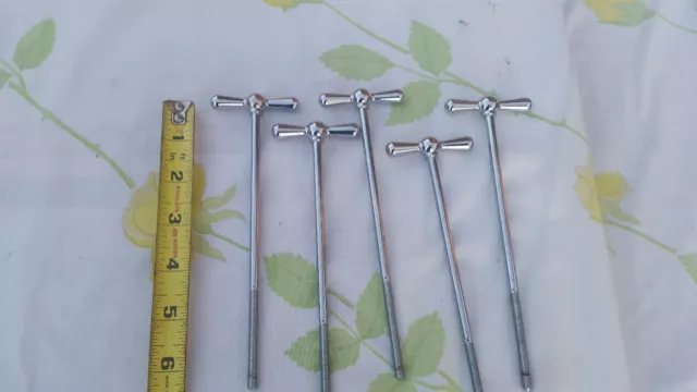Lot of 5 Vintage Rogers Bass Drum Bowtie T-Rods Cleveland 6.5" short  1960s 60's