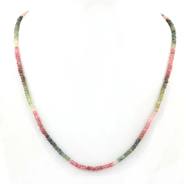 Natural Multi Tourmaline Faceted Beads Gemstone Adjustable Necklace 22"Inches