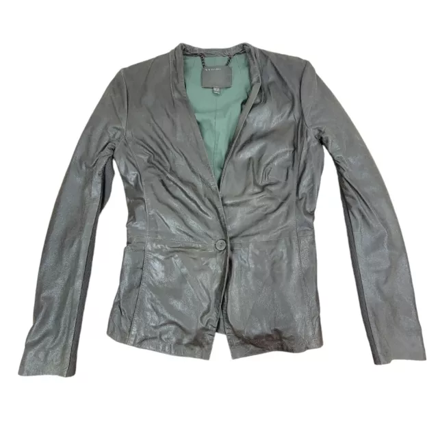 Muubaa Shaula Goat Leather Stone Blazer Suit Jacket Grey Blazer Size 4 US Womens