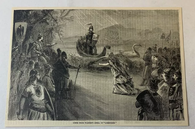 1887 magazine engraving ~ SCENE FROM WAGNER'S OPERA 'LOHENGRIN'