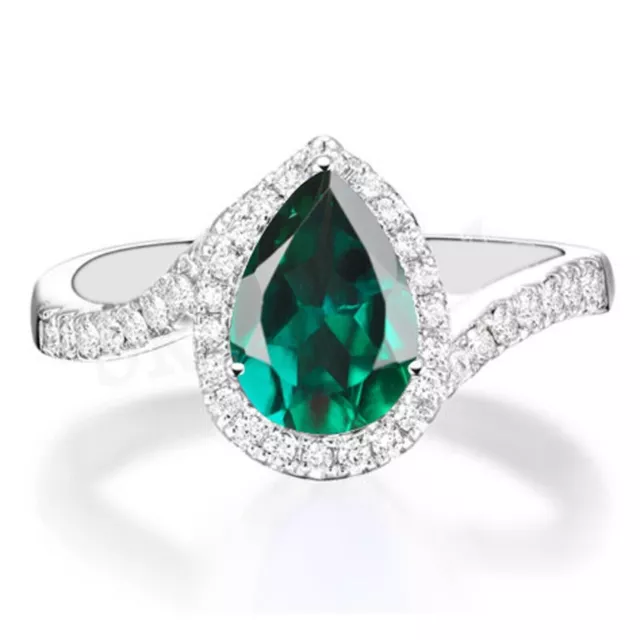 Solid 14KT White Gold 1.45Ct Natural Zambian Emerald IGI Certified Diamond Ring