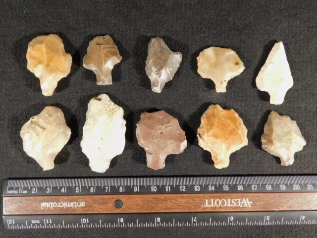 Big Lot of TEN! 120,000 to 20,000 Year Old Early Man Aterian Artifacts 112gr