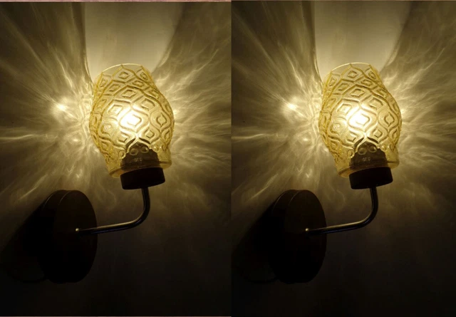 Wall Lamp GDR 1970er Years Metal Glass E27 Lamp 2 Piece