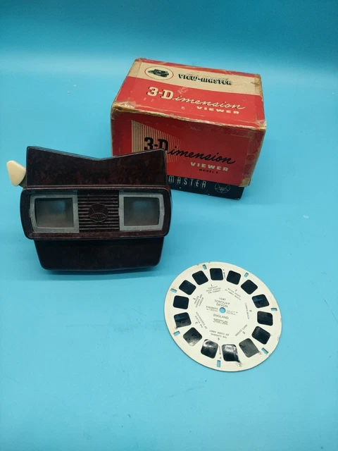 VINTAGE SAWYERS 3D VIEW-MASTER Brown 3-Dimension viewer original box Bakelite